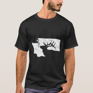Washington Elk Hunting T Shirt - Bull Elk State Sh