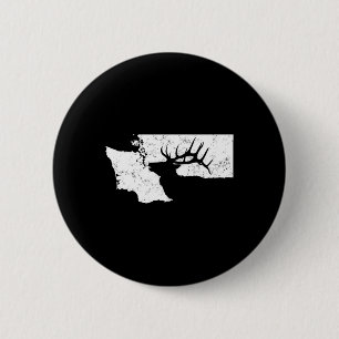 Washington Elk Hunting T Shirt - Bull Elk State Sh 6 Cm Round Badge