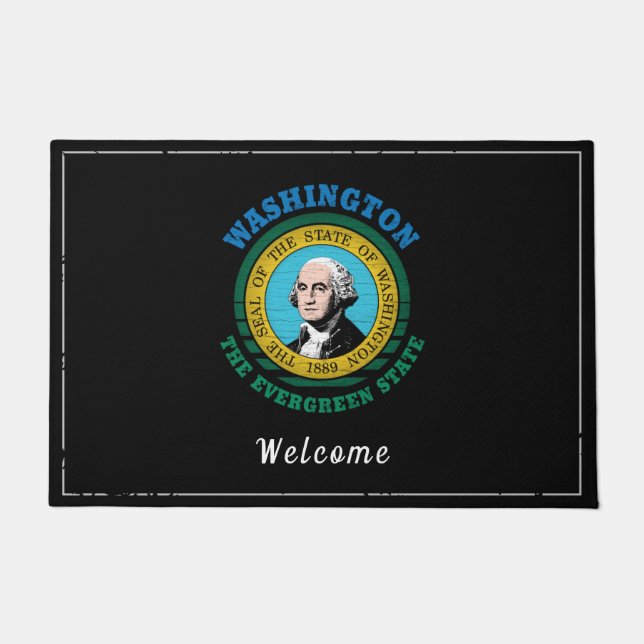 WASHINGTON EVERGREEN STATE FLAG DOORMAT (Front)