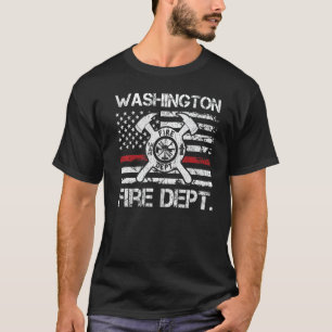 Washington Fire Department Thin Red Line Fireman T-Shirt