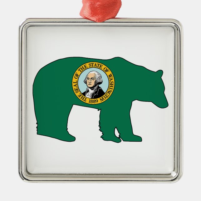 Washington Flag Bear Metal Tree Decoration (Front)