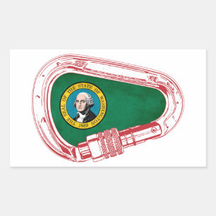 Washington Flag Climbing Carabiner Rectangular Sticker
