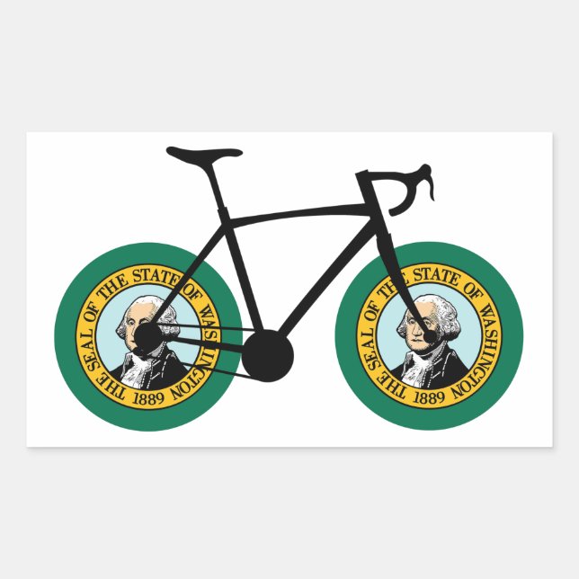 Washington Flag Cycling Rectangular Sticker (Front)