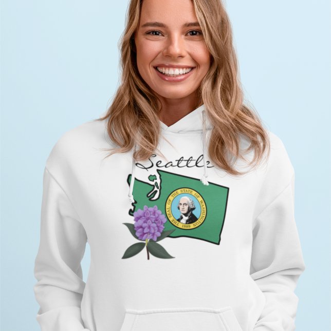 Washington Flag & Flower Pacific Rhododendron Hoodie (Creator Uploaded)