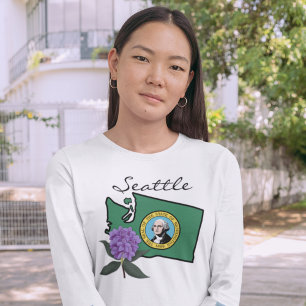 Washington Flag & Flower Pacific Rhododendron T-Shirt