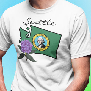 Washington Flag & Flower Pacific Rhododendron T-Shirt