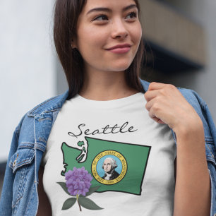 Washington Flag & Flower Pacific Rhododendron T-Shirt