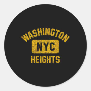 Washington Heights Nyc Gym Style Distressed Amber Classic Round Sticker