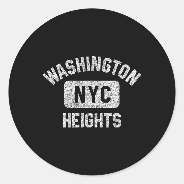 Washington Heights Nyc Gym Style Distressed White  Classic Round Sticker (Front)