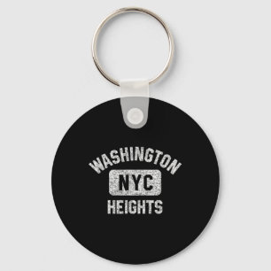 Washington Heights Nyc Gym Style Distressed White  Key Ring