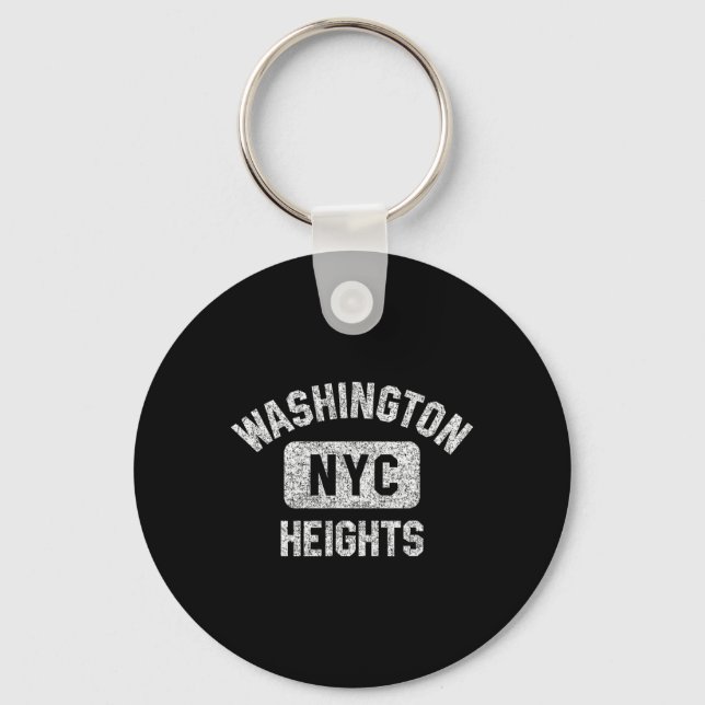 Washington Heights Nyc Gym Style Distressed White  Key Ring (Front)