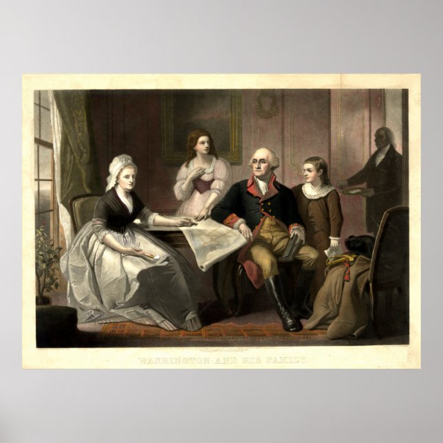 Washington & his Family Mezzotint by C. Schussele Poster (Front)