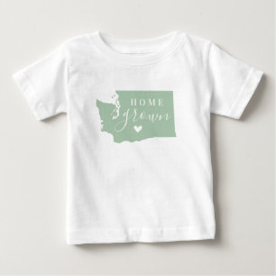 Washington Home Grown   Editable Colours State Map Baby T-Shirt