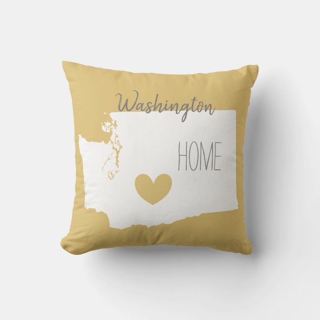 Washington home state map love heart cushion (Front)