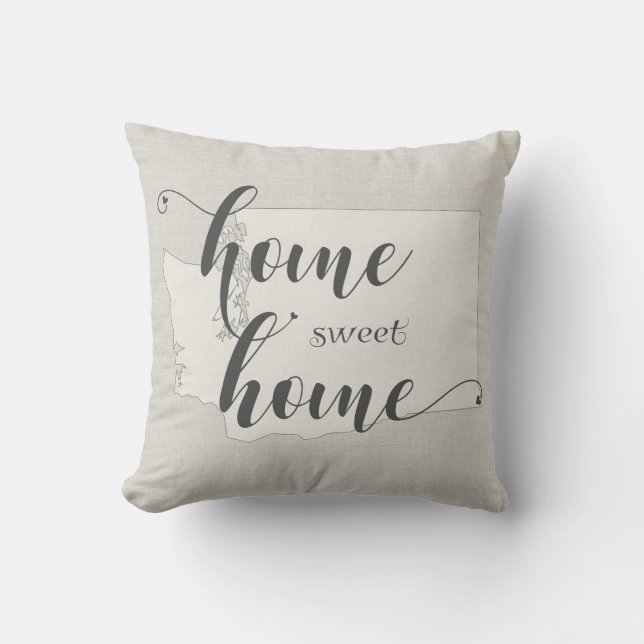 Washington - Home Sweet Home burlap-look Cushion (Front)