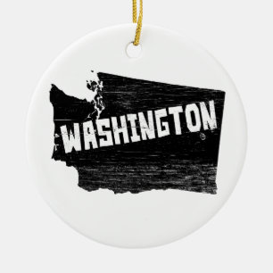 Washington Home Vintage Distressed Map Ceramic Tree Decoration