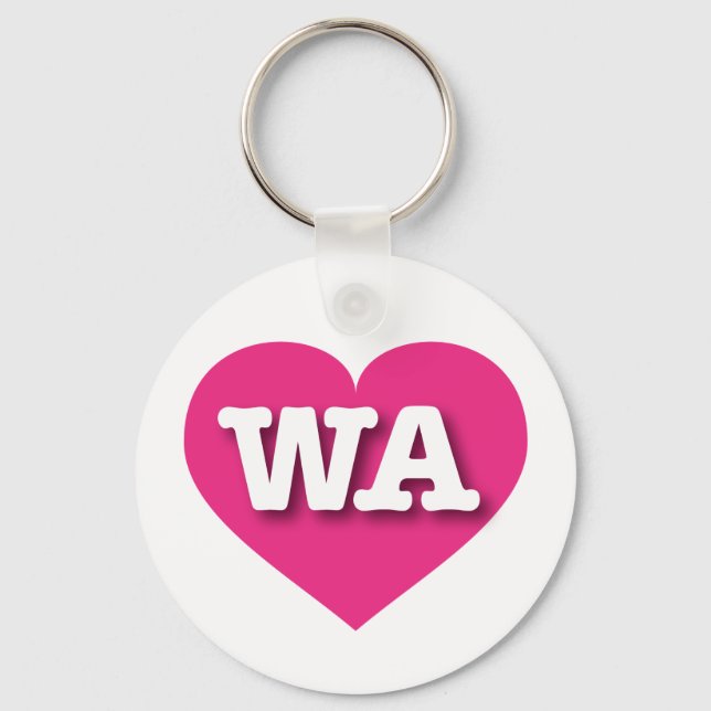 Washington Hot Pink Heart - I love WA Key Ring (Front)