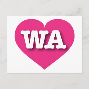 Washington Hot Pink Heart - I love WA Postcard