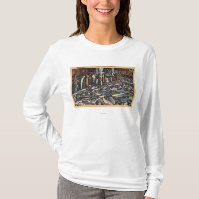 Washington - Interior View of a Salmon T-Shirt (Front)