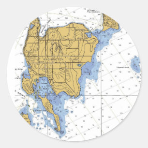 Washington Island, WI Nautical Chart Classic Round Sticker