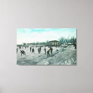 Washington Lake Park Ice Skating Scene Canvas Print