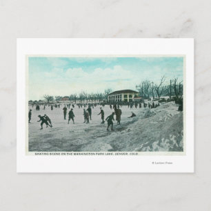 Washington Lake Park Ice Skating Scene Postcard