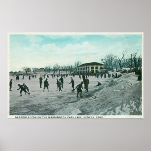 Washington Lake Park Ice Skating Scene Poster