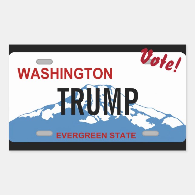 Washington license plate Vote Trump custom sticker (Front)