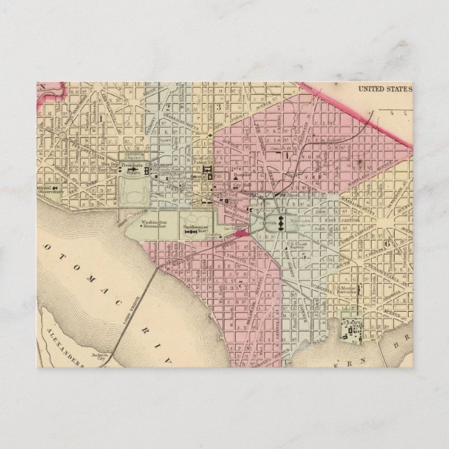 Washington Map by Mitchell Postcard (Front)