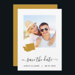 Washington Map Photo Wedding Save the Date Card<br><div class="desc">Let guests know to save the date for your wedding with this pretty minimalist photo card with a map outline of the location of your event.</div>