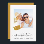 Washington Map Photo Wedding Save the Date Card<br><div class="desc">Let guests know to save the date for your wedding with this pretty minimalist photo card with a map outline of the location of your event.</div>