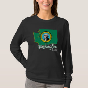 Washington Map Usa State Washington Flag Mens Wome T-Shirt
