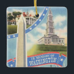 Washington Memory Tribute Ceramic Ornament<br><div class="desc">In memory of our first President George Washington.  A vintage postcard repurposed on an ornament.</div>
