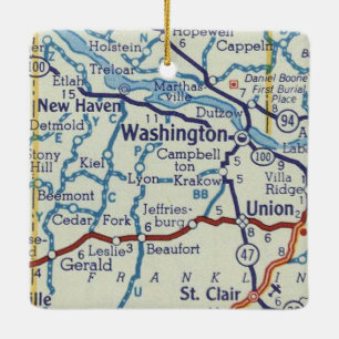 Washington MO Vintage Map Ceramic Ornament