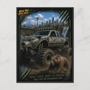 Washington Monster Truck Off Road Art  Postcard