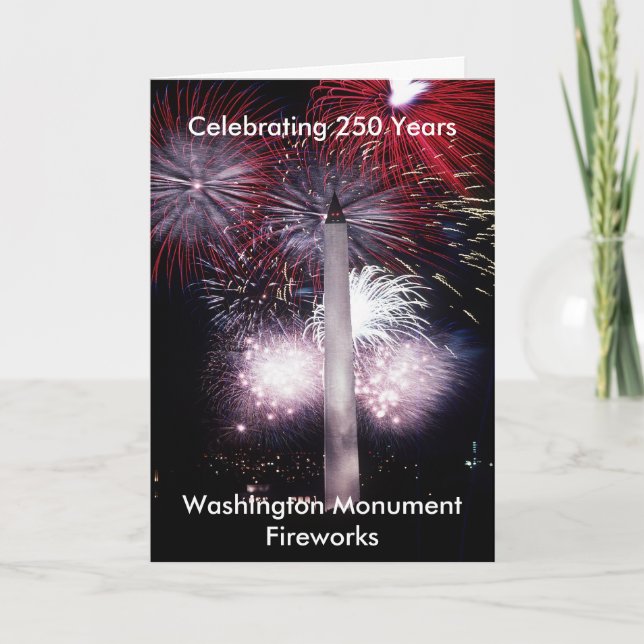 Washington Monument 250 Years Fireworks Holiday Card (Front)