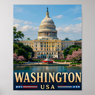 Washington Monument and American Icons Poster