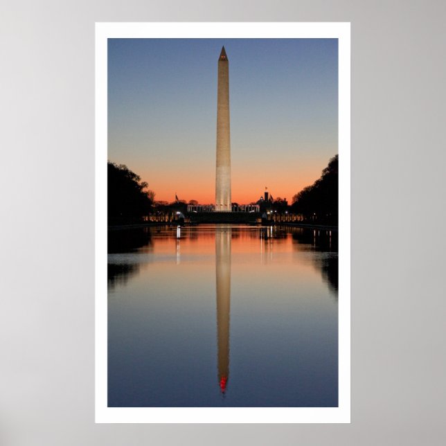 Washington Monument and Reflection at Sunset Poster (Front)