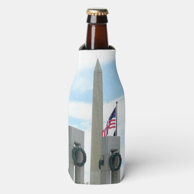 Washington Monument and WWII Memorial in DC Bottle Cooler (Bottle Front)