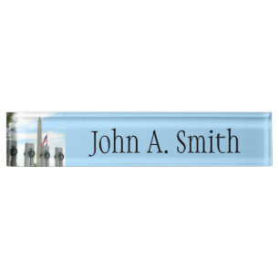 Washington Monument and WWII Memorial in DC Nameplate