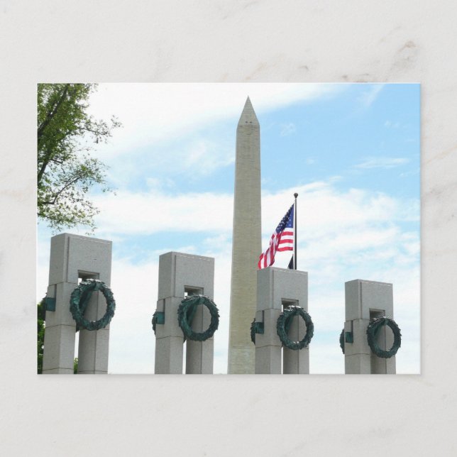 Washington Monument and WWII Memorial in DC Postcard (Front)