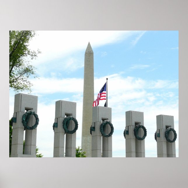 Washington Monument and WWII Memorial in DC Poster (Front)