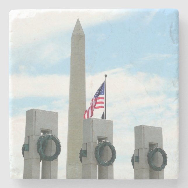 Washington Monument and WWII Memorial in DC Stone Coaster (Front)
