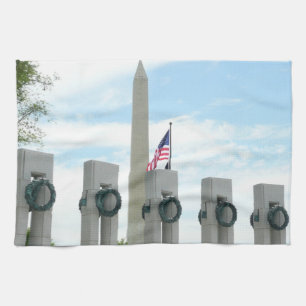 Washington Monument and WWII Memorial in DC Tea Towel