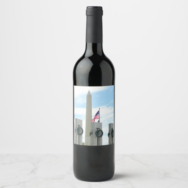 Washington Monument and WWII Memorial in DC Wine Label (Front)