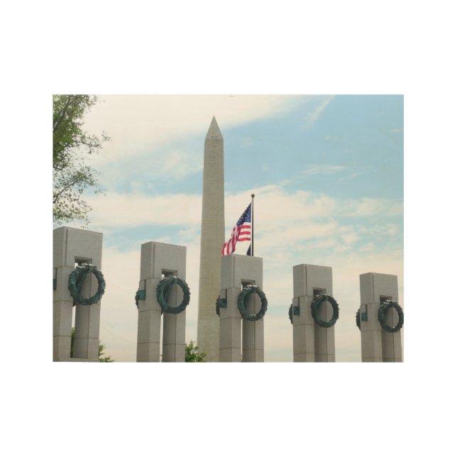 Washington Monument and WWII Memorial in DC Wood Poster (Front)