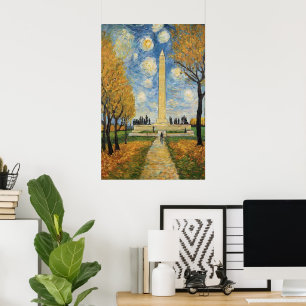 Washington Monument Art - Van Gogh Painting Style Poster