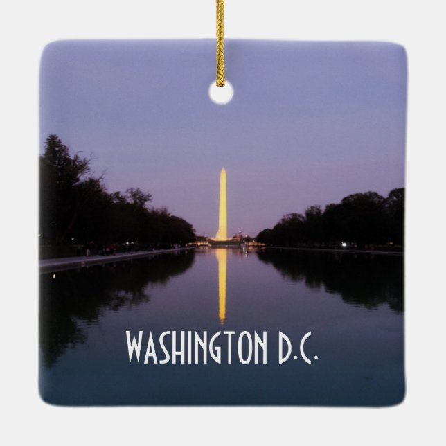 Washington Monument at Sunset Ceramic Ornament (Back)