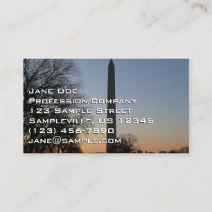 Washington Monument at Sunset in DC Business Card
