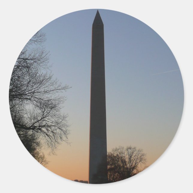 Washington Monument at Sunset in DC Classic Round Sticker (Front)